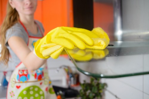 Deep oven cleaning service in NW2 with racks and trays being cleaned